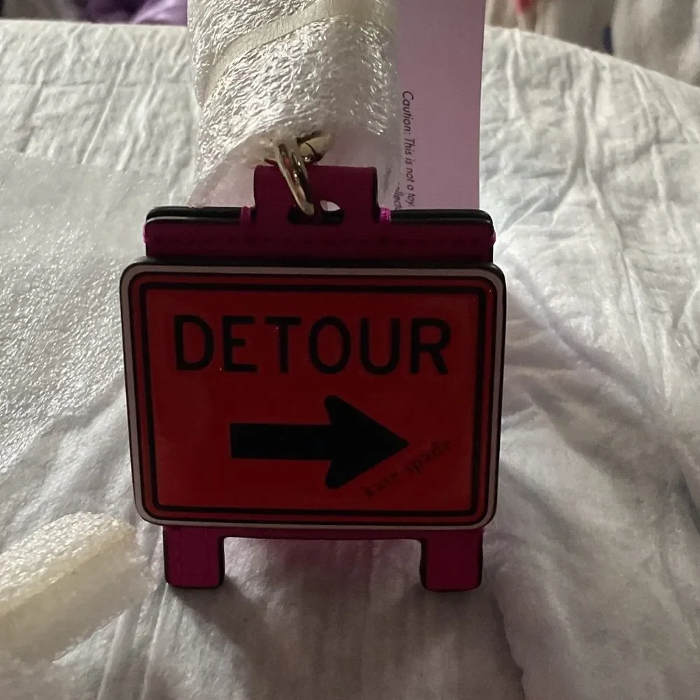 kate spade Orange and Black Detour Sign Key/Fob Holder